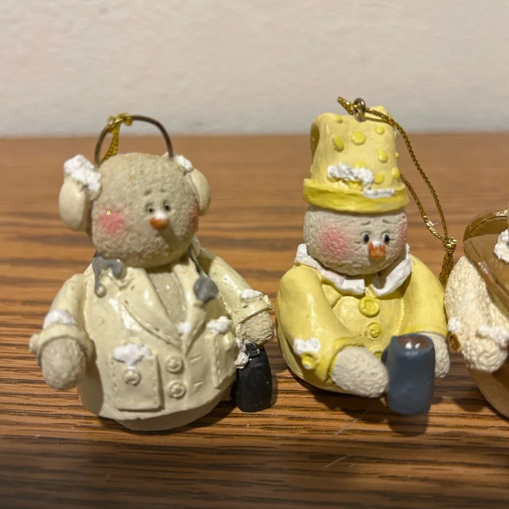 Adorable Trio of Snowberry Snowman Ornaments - Picture 3 of 7